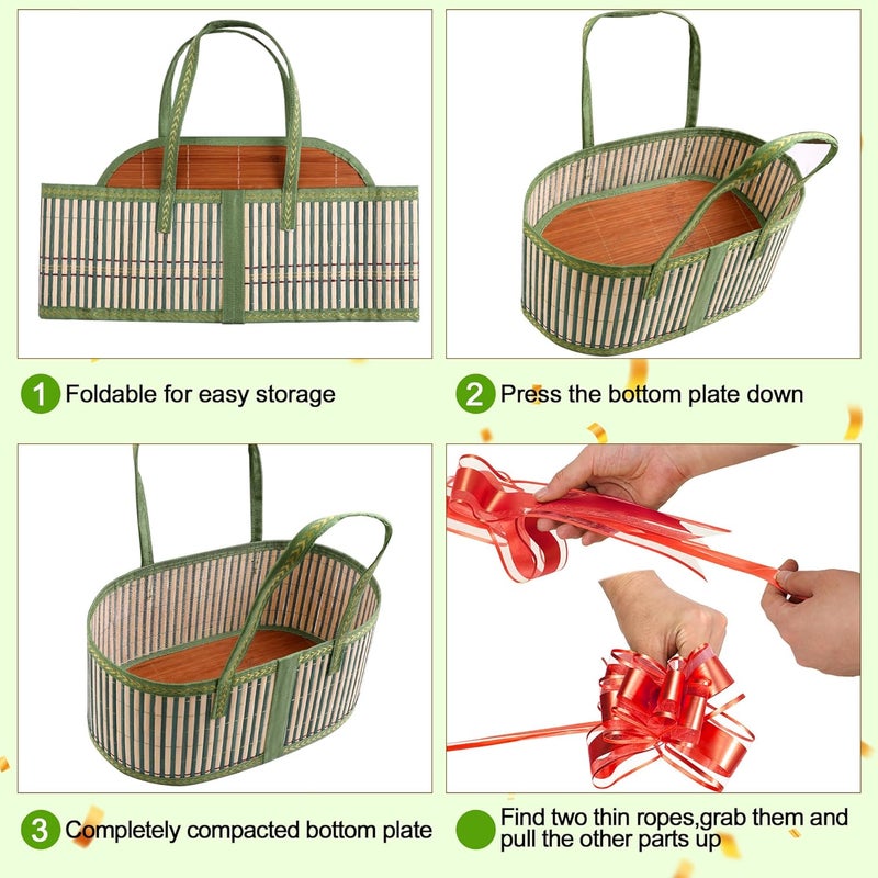 Orchidleaf 2 Set Baskets for Gifts Empty, Woven Bamboo Gift Basket with Handles, Empty Gift Baskets to Fill for Parties, Weddings, Anniversaries, Christmas - Image 4